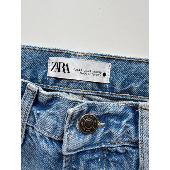 ZARA Light Medium Wash Denim High Rise Ankle Mom Jeans, Size 8/30 - Picture 10 of 12